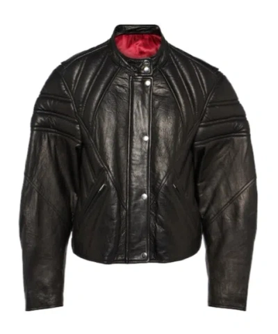 Isabel Marant Chady Leather Biker Jacket In Black