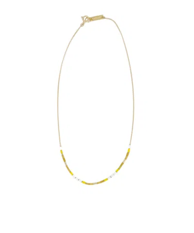 Isabel Marant Chain Link Beaded Necklace In Yellow