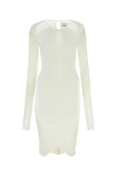ISABEL MARANT CHALK STRETCH VISCOSE LOGANE DRESS