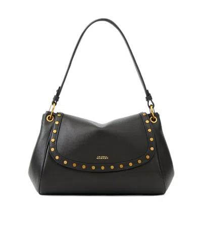 Isabel Marant Medium Chany Stud-embellished Leather Shoulder Bag In Black