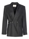 Isabel Marant Blue Nahia Striped Jacket In Gray