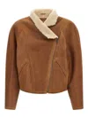Isabel Marant Luxurious Shearling Leather Jacket With High Collar In Brown