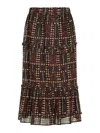 Isabel Marant Tiered Patterned Skirt In Black