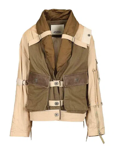 Isabel Marant Julissa Leather-trimmed Organic Cotton Jacket In Multi