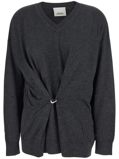 Isabel Marant Charcoal Chiraz Twist Detail Pullover In Black
