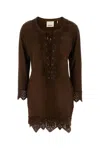 Isabel Marant 'charlina' Brown Blouse With V Neck With Studs And Perforated And Notched Trims