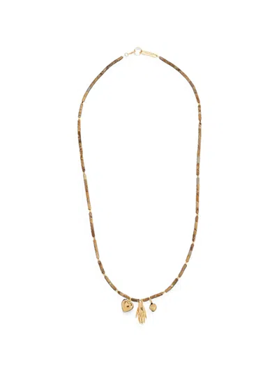 Isabel Marant Charm-detail Beaded Necklace In Gold