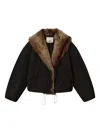 Isabel Marant Charone Faux Fur Collar Short Parka In Black
