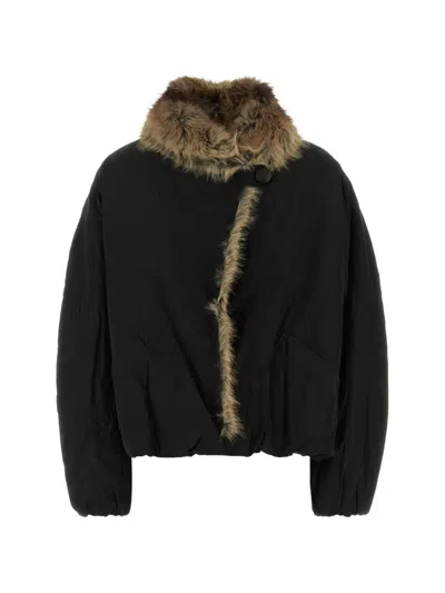 Isabel Marant Charone Jacket Short Faux Fur-lined Parka In Black