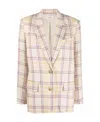 Isabel Marant Check-print Linen Blazer In Nude