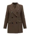 Isabel Marant Checked Double-breasted Suit Jacket In Green