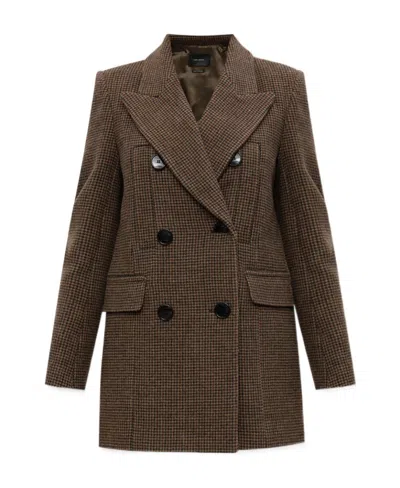 Isabel Marant Checked Double-breasted Suit Jacket In Green