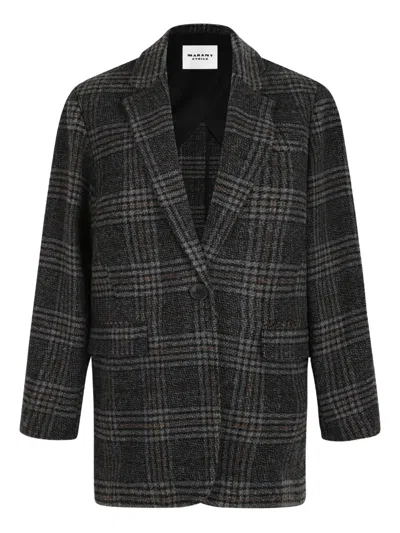 Isabel Marant Checked Single-breasted Coat In Black