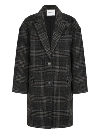 Isabel Marant Checked Wool Single-breasted Coat In Gray