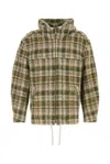 Isabel Marant Checkered Knit Jacket Brushed Finish In Khakiecru