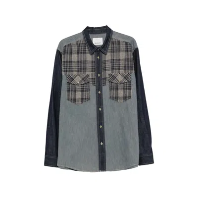 Isabel Marant Check-panelled Denim Shirt In Multi