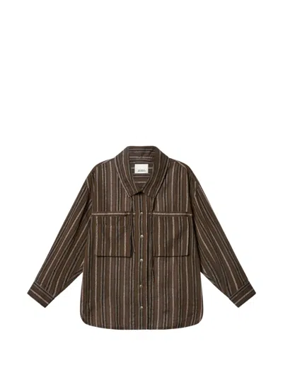 Isabel Marant Chelia Jacquard And Metallic Thread Tunic Shirt In Brown
