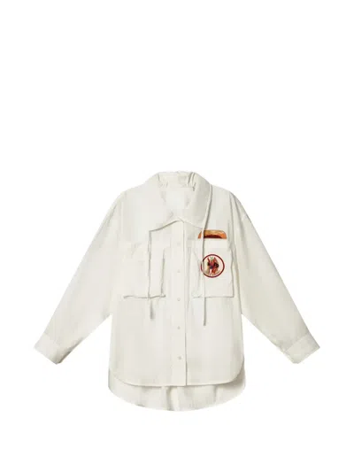 Isabel Marant Chely Embroidered-patches Drawstrting Shirt In Neutral