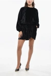 Isabel Marant Chenille Lassie Dress With Elastic Waistband In Black