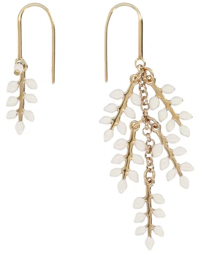 Isabel Marant Chic Mini Brass And Resin Earrings In White