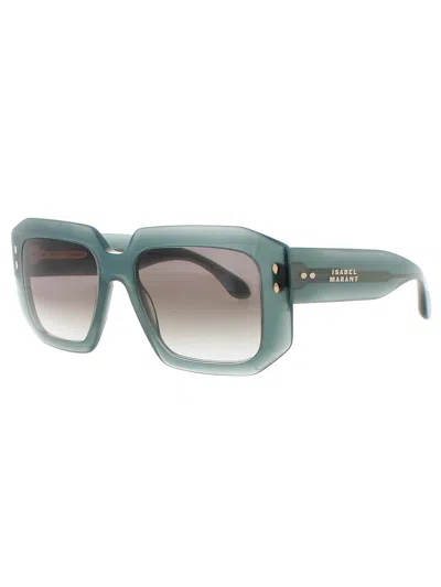 Isabel Marant Geometric Frame Sunglasses In Green