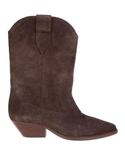 Isabel Marant Chic Women's Velvet Leather Boots In Brown