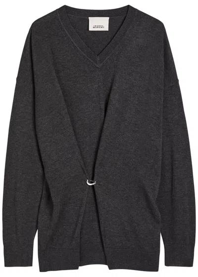 Isabel Marant Chiraz Gathered Knit Jumper In Gray