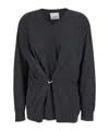 Isabel Marant Grey V-neck Sweater With Ring Detail At The Waist In Fabric Woman In Black