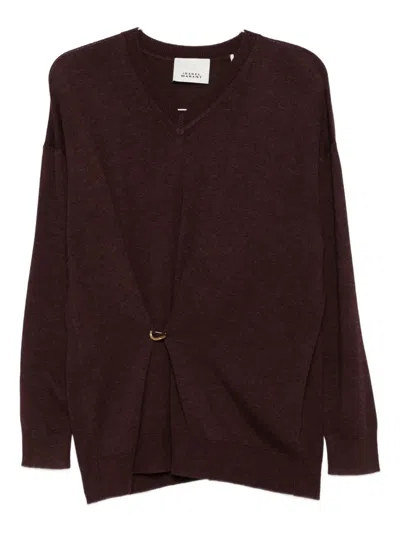 Isabel Marant Chiraz V-neck Ring-detail Sweater In Brown