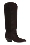 Isabel Marant Chocolate Denvee Gz Pointed-toe Cuban Heel Suede Boots In Black