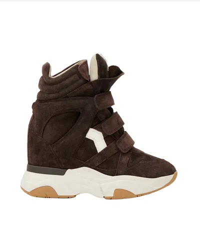 Isabel Marant Chocolate Milky Balskee Suede Sneakers In Brown