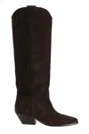 Isabel Marant Denver Leather Knee High Western Boots In Black