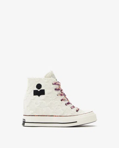 Isabel Marant Chuck Wedge Wh Sneakers In Vanilla Black Red