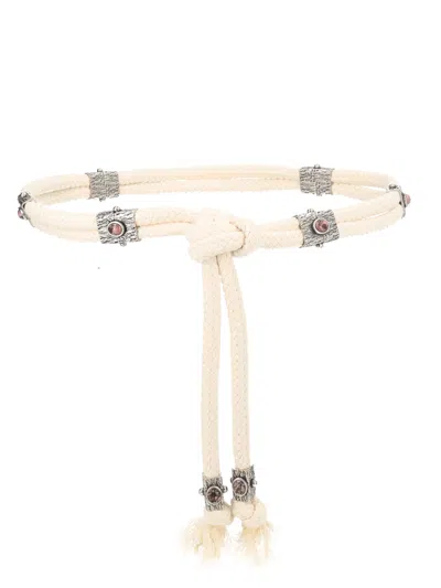 Isabel Marant Natural Braided Rope Stone Accents Belt In Purple