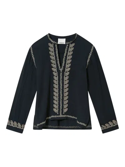 Isabel Marant Cizalie Embroidered Top In Black
