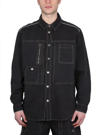 Isabel Marant Classic Denim Jacket With Snap Closure For Men In Black