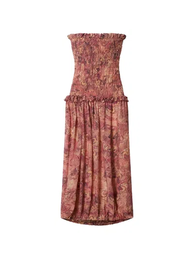 Isabel Marant Cleane Mandala-print Smocked Dress In Pink