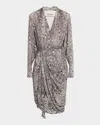Isabel Marant Cleora Feather-print Wrap Dress In Blackecru