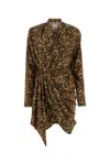 Isabel Marant Cleora Asymmetric Belted Leopard-print Stretch-silk Dress In Leopard