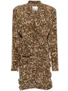 Isabel Marant Cleora Asymmetric Belted Leopard-print Stretch-silk Dress In Brown