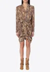 Isabel Marant Cleora Snake Print Mini Dress In Beige