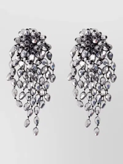 Isabel Marant Clip On Earrings Metal Bead Cluster In Metallic