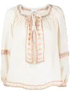 Isabel Marant Sequin-embellished Embroidered Blouse In Nude