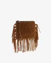 Isabel Marant Fringed Perforated Suede Clutch In Cognac