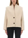 Isabel Marant Wool Jacket With Structured Shoulders And Collarless Design In Neutral