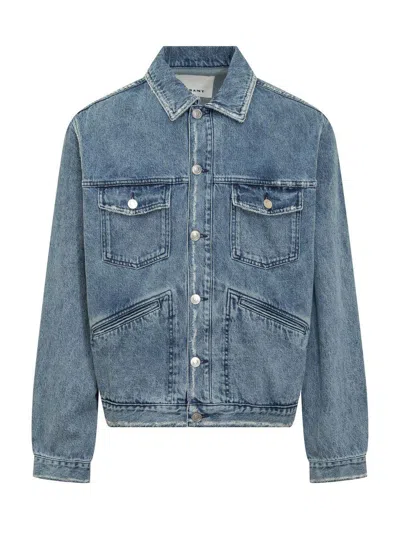 Isabel Marant Blue Jango Logo-embroidered Denim Jacket