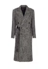Isabel Marant Ebyane Chevron Wool-blend Tweed Coat In Gray