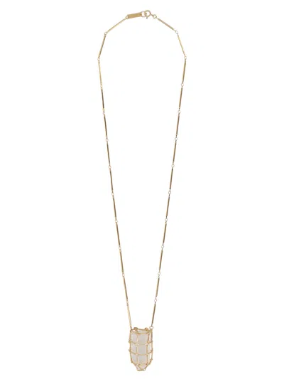 Isabel Marant Metal Chain With Crystal Pendant In Transparent
