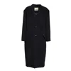 Isabel Marant Collarless Long Wool-blend Coat With Satin Lining In Black