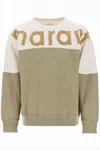 Isabel Marant Color-block Long-sleeve Sweatshirt With Oversized Text Detail In Green